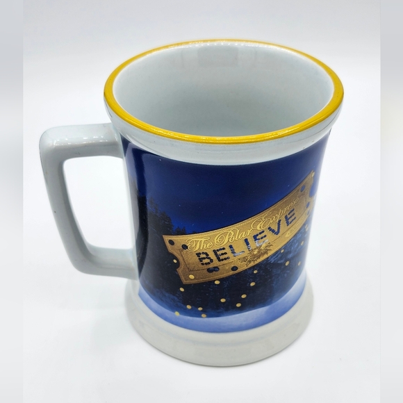 The Polar Express BELIEVE 3D Raised 18 Oz Ceramic Coffee / Hot Chocolate Mug Cup - Picture 2 of 4